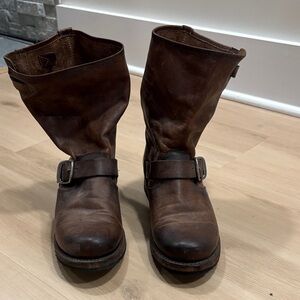 Frye Brown Leather Combat Boots